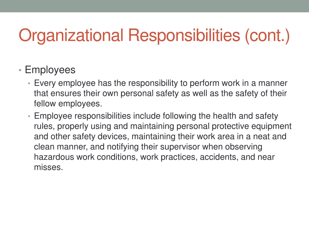 organizational responsibilities cont 5