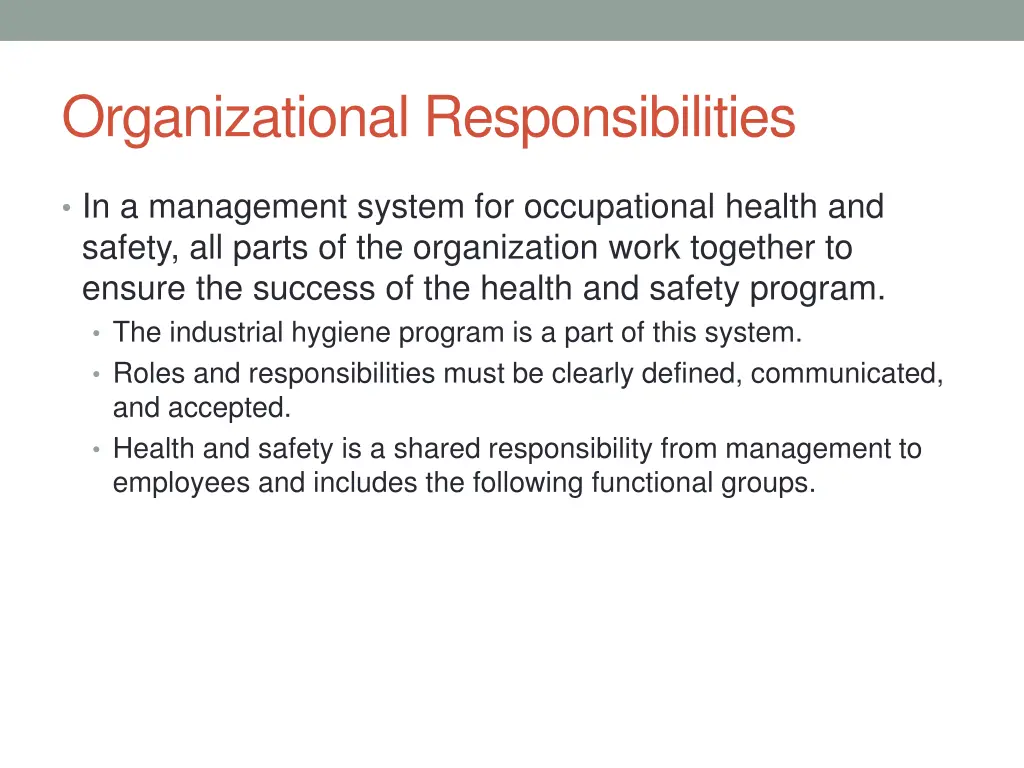 organizational responsibilities