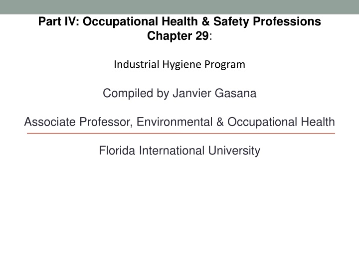 part iv occupational health safety professions