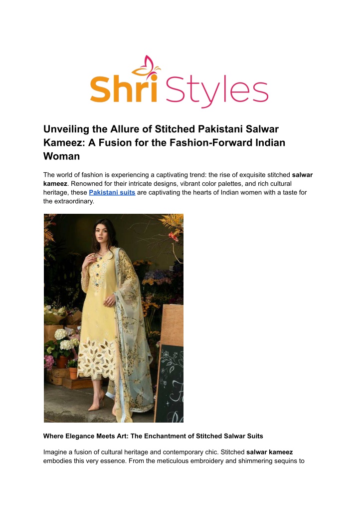 unveiling the allure of stitched pakistani salwar