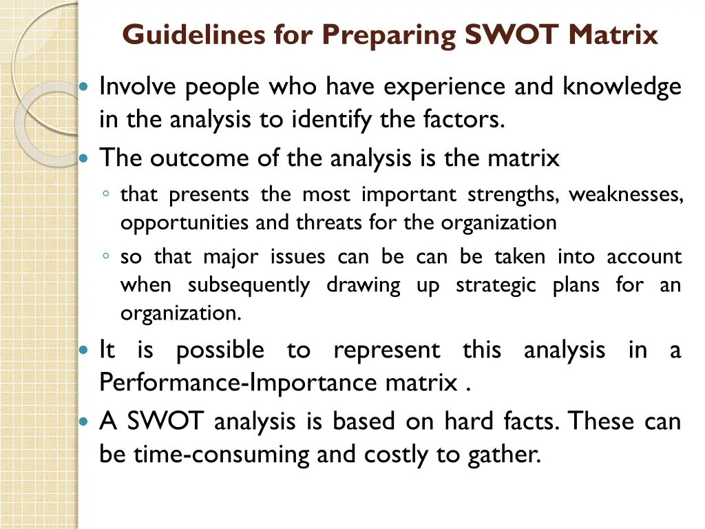 guidelines for preparing swot matrix 1