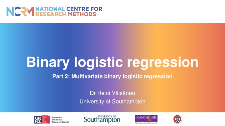 binary logistic regression part 2 multivariate