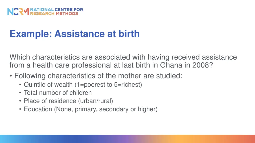 example assistance at birth