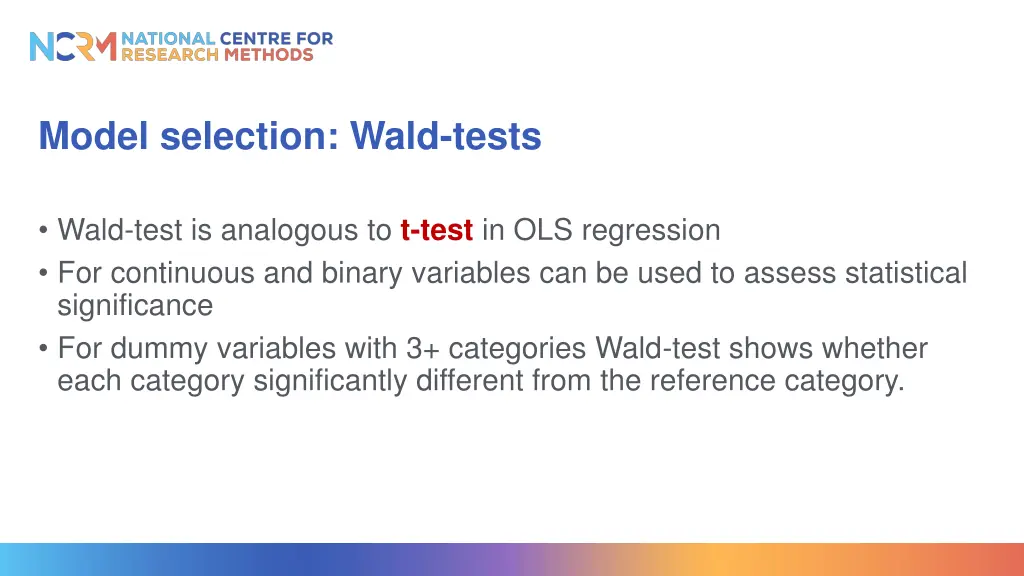 model selection wald tests