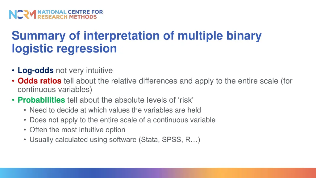 summary of interpretation of multiple binary