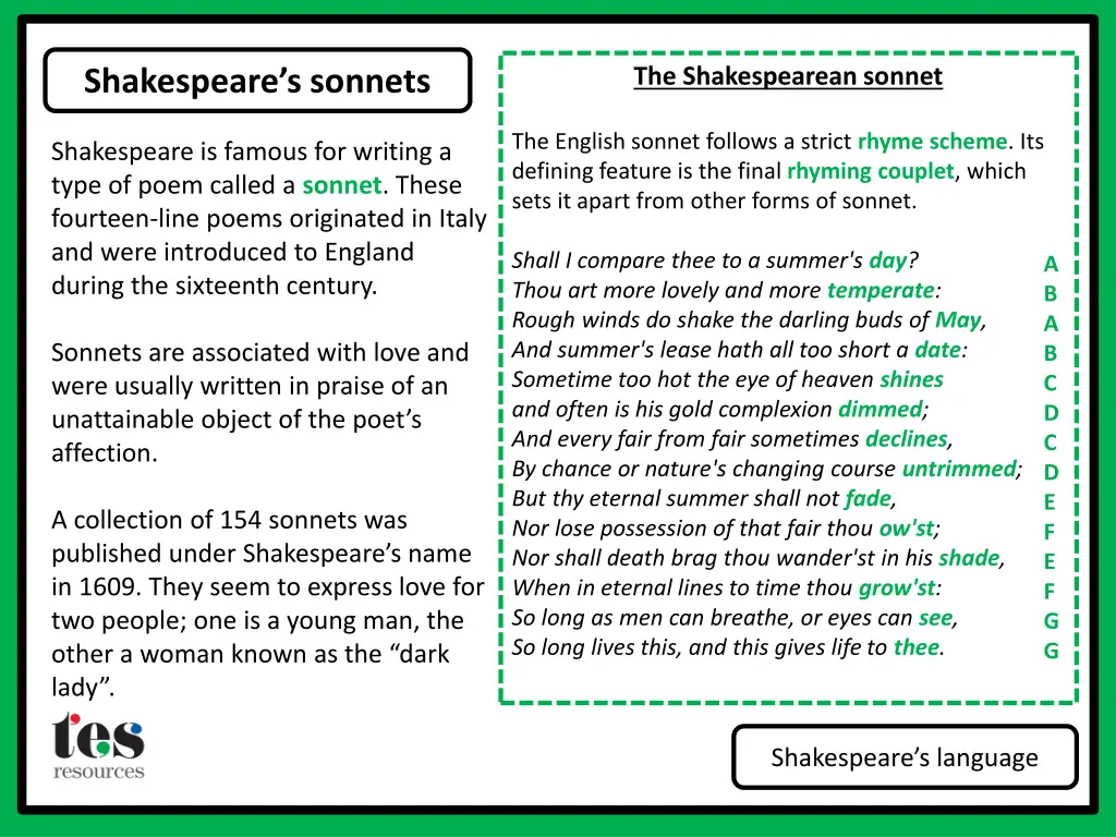 the shakespearean sonnet