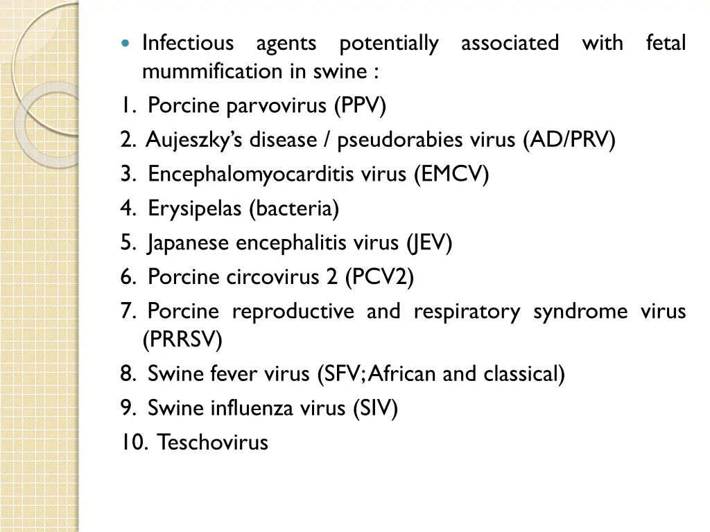 infectious mummification in swine 1 porcine