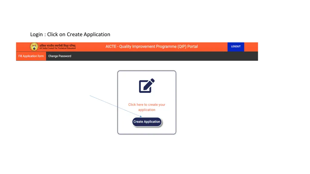 login click on create application