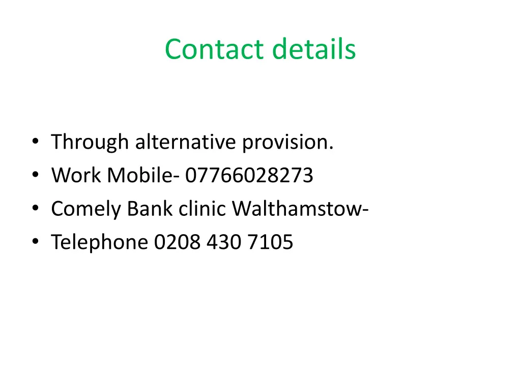 contact details