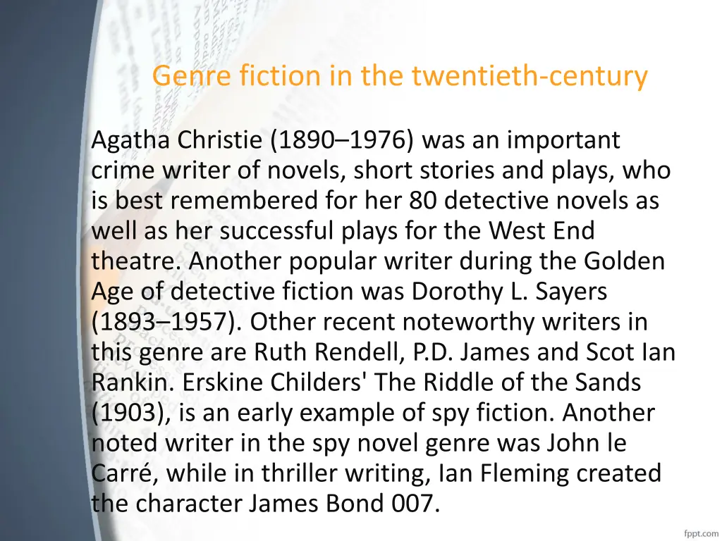 genre fiction in the twentieth century 1