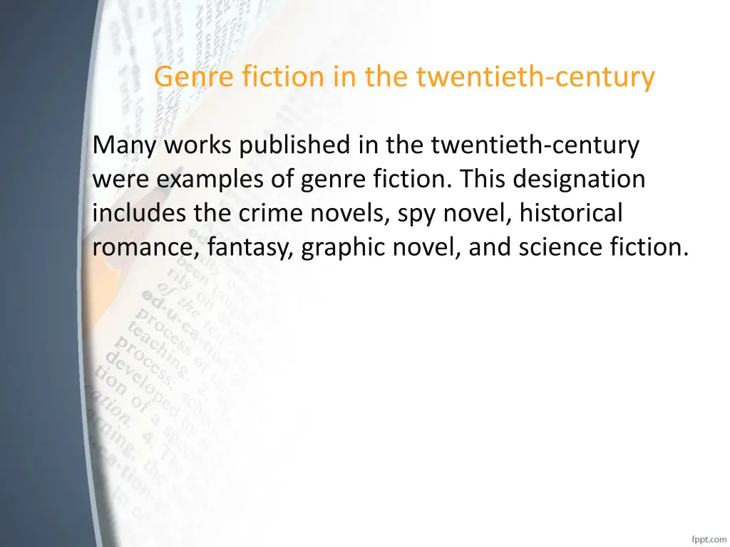 genre fiction in the twentieth century