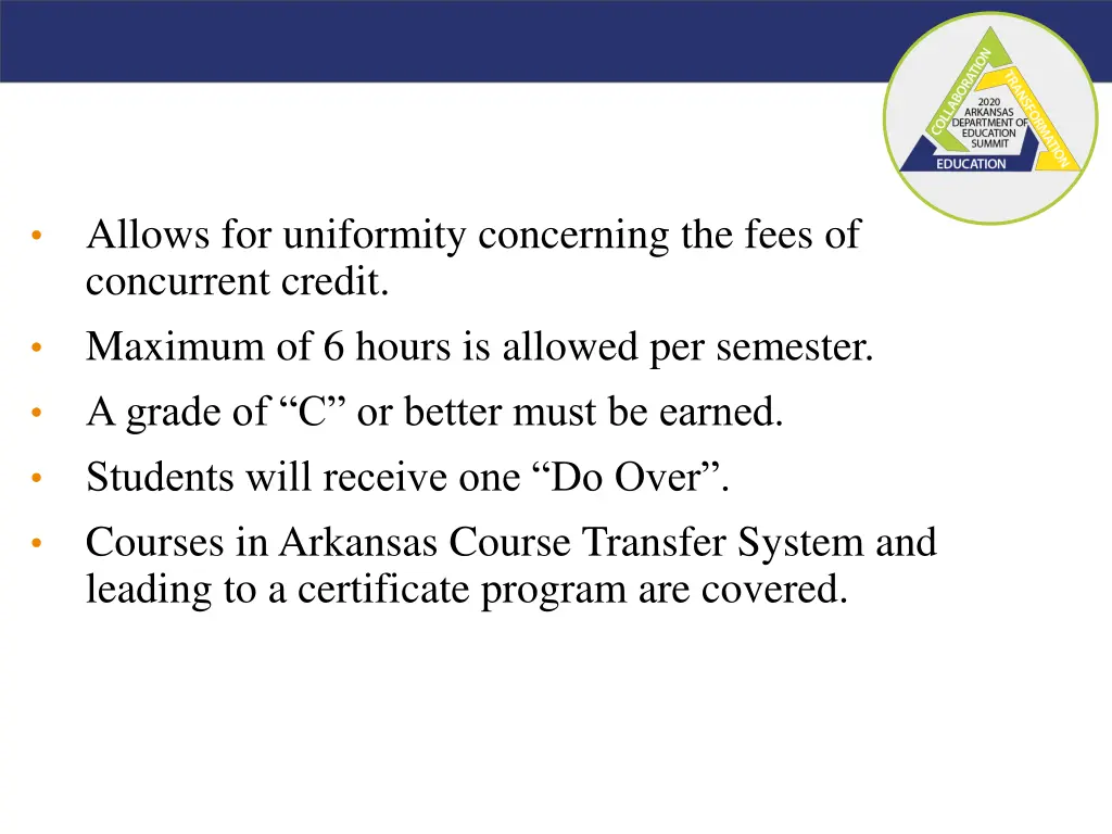 allows for uniformity concerning the fees