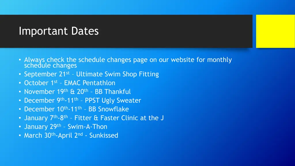 important dates