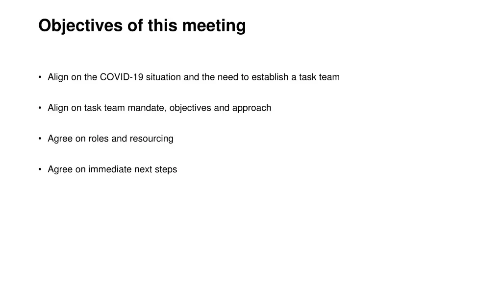 objectives of this meeting