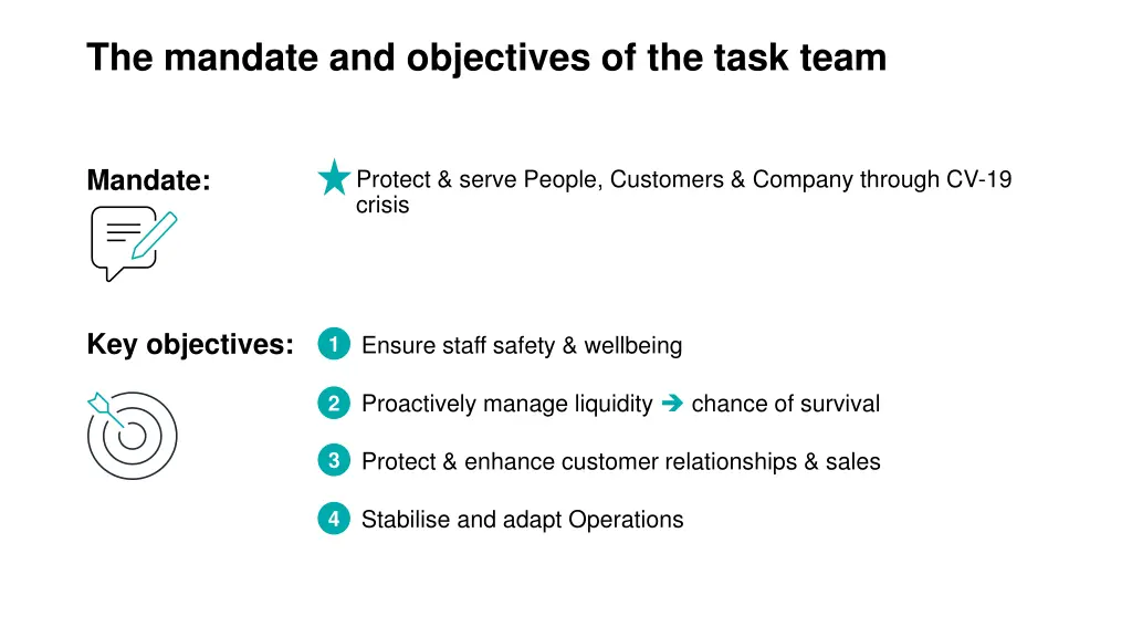 the mandate and objectives of the task team