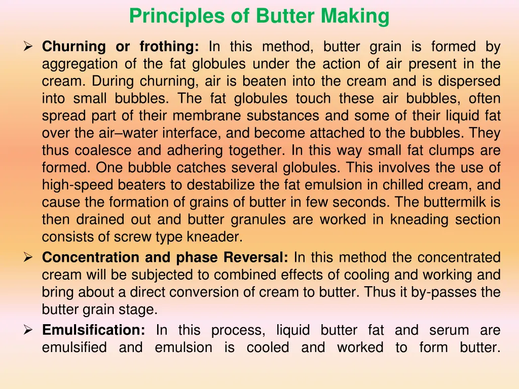 principles of butter making