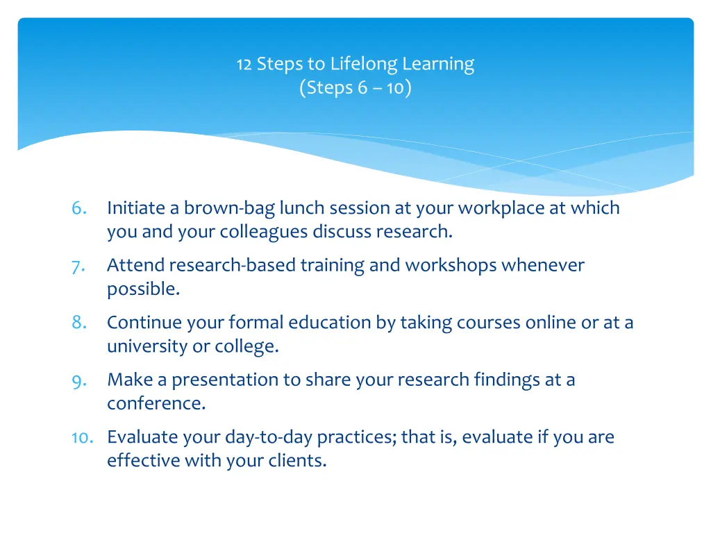 12 steps to lifelong learning steps 6 10