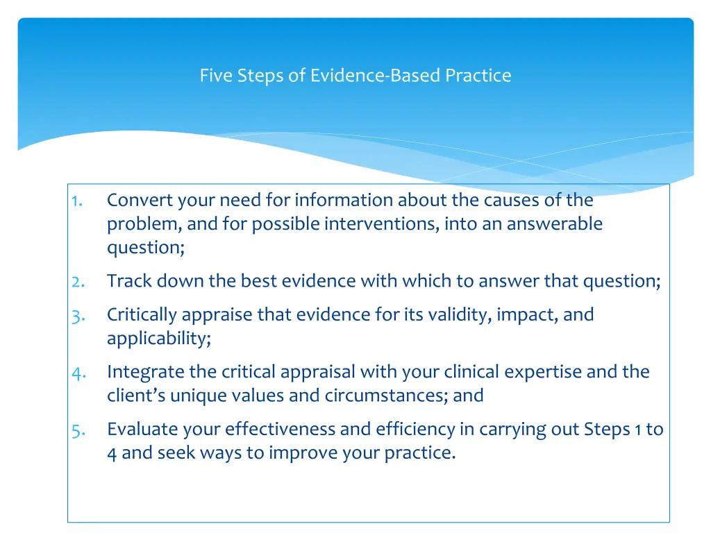 five steps of evidence based practice