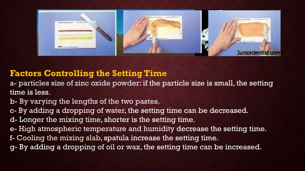 factors controlling the setting time a particles