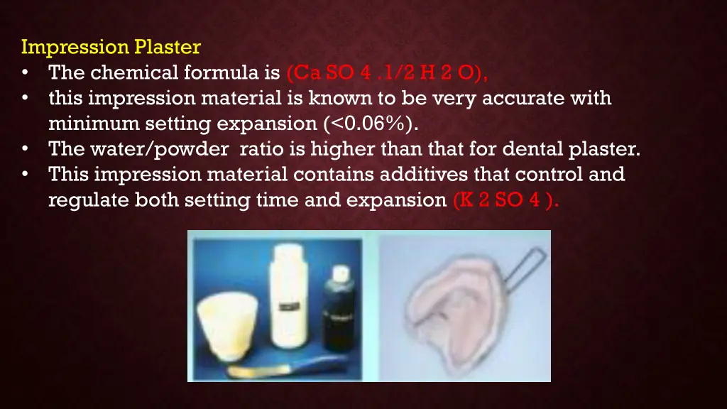 impression plaster the chemical formula