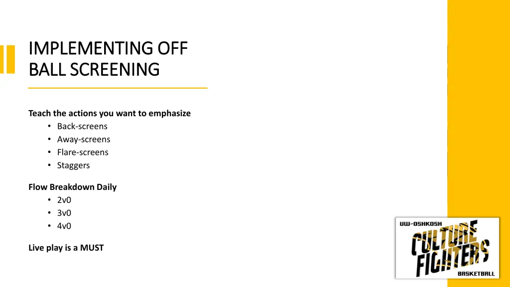 implementing off implementing off ball screening