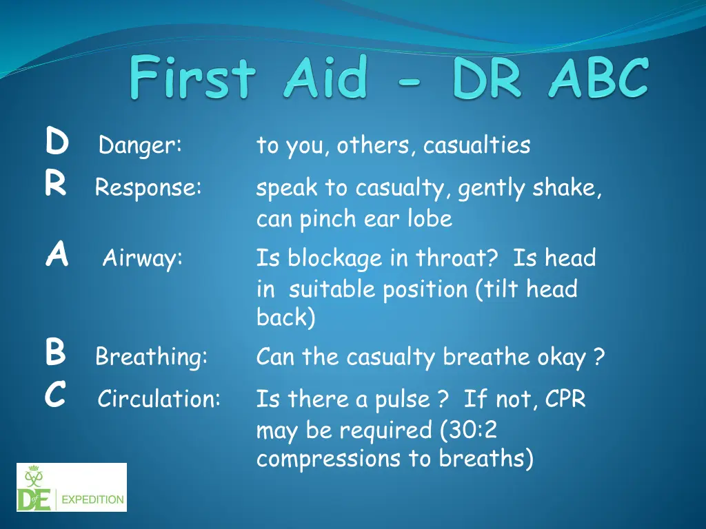 d danger r response a airway b breathing