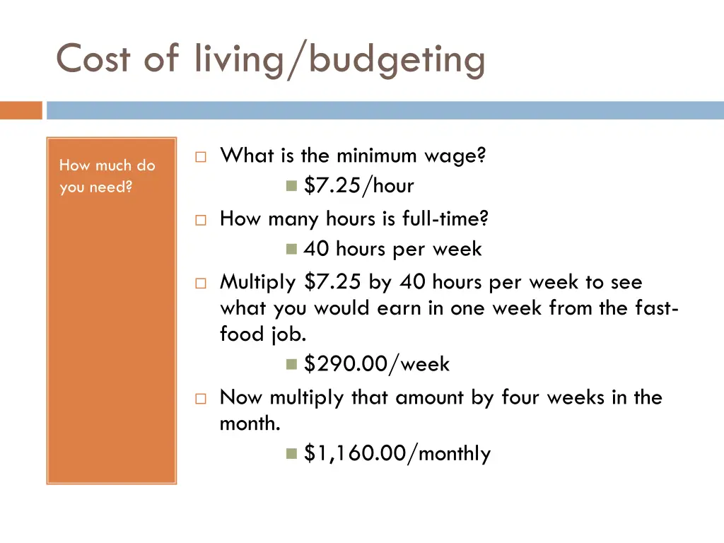 cost of living budgeting 2