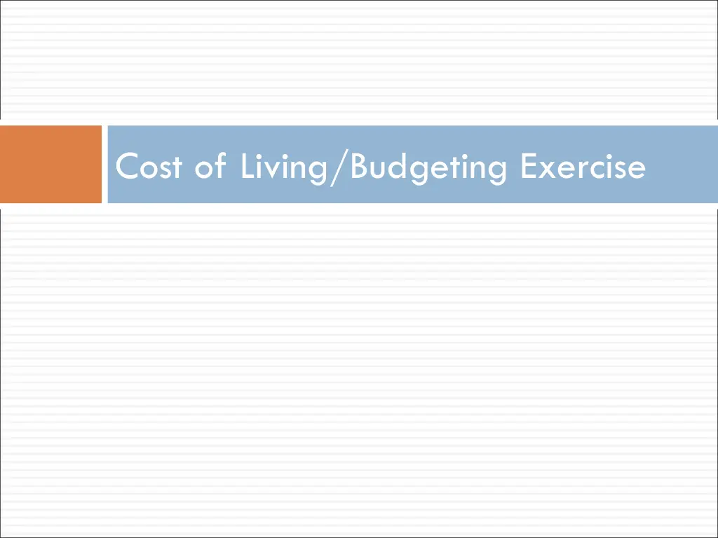 cost of living budgeting exercise