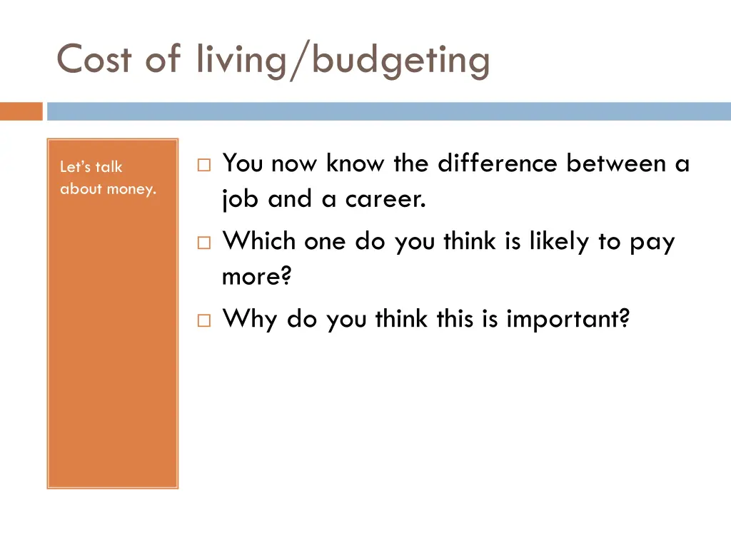 cost of living budgeting