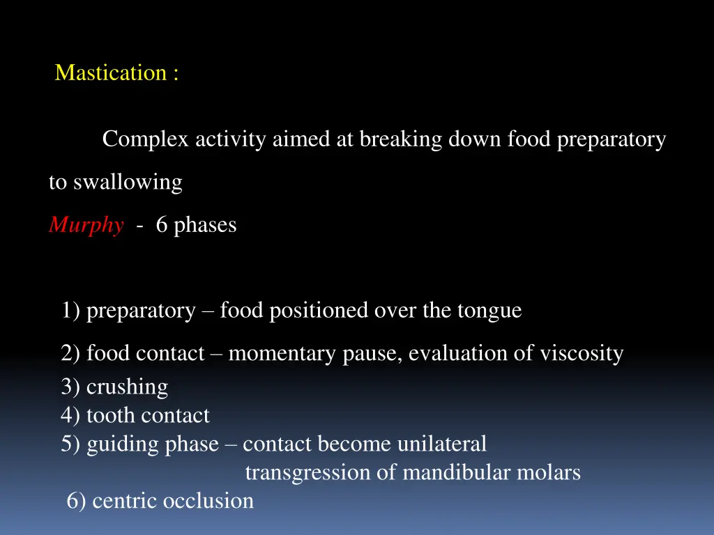 mastication complex activity aimed at breaking