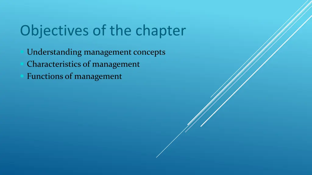 objectives of the chapter