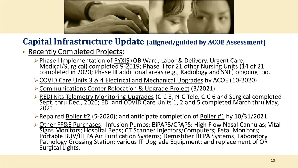 capital infrastructure update aligned guided