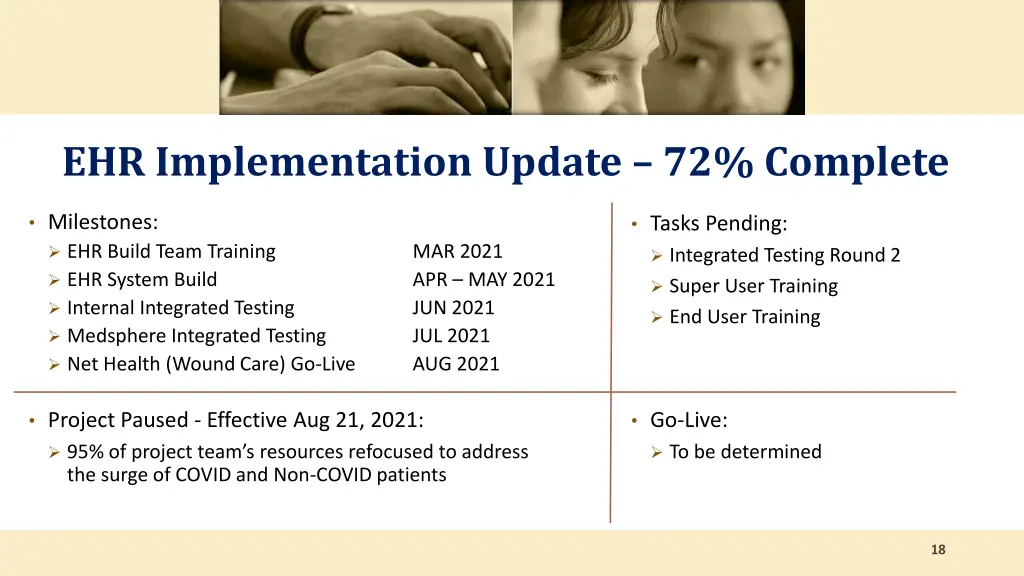 ehr implementation update 72 complete