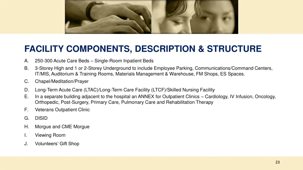 facility components description structure