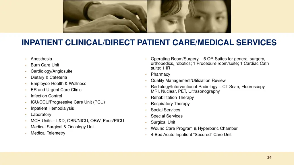 inpatient clinical direct patient care medical