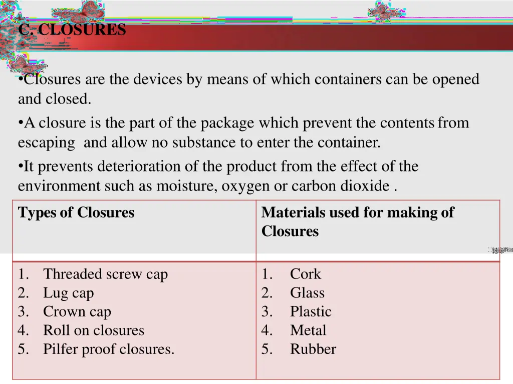 c closures