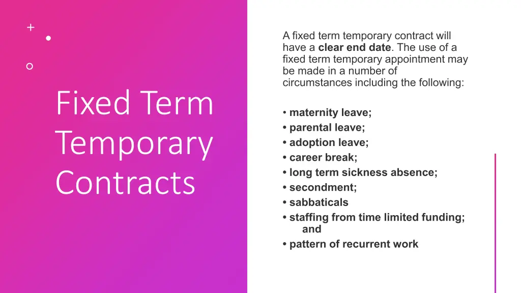 fixed term temporary contracts