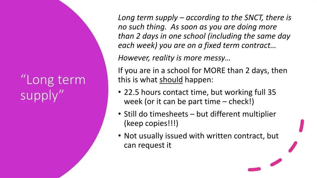 long term supply according to the snct there