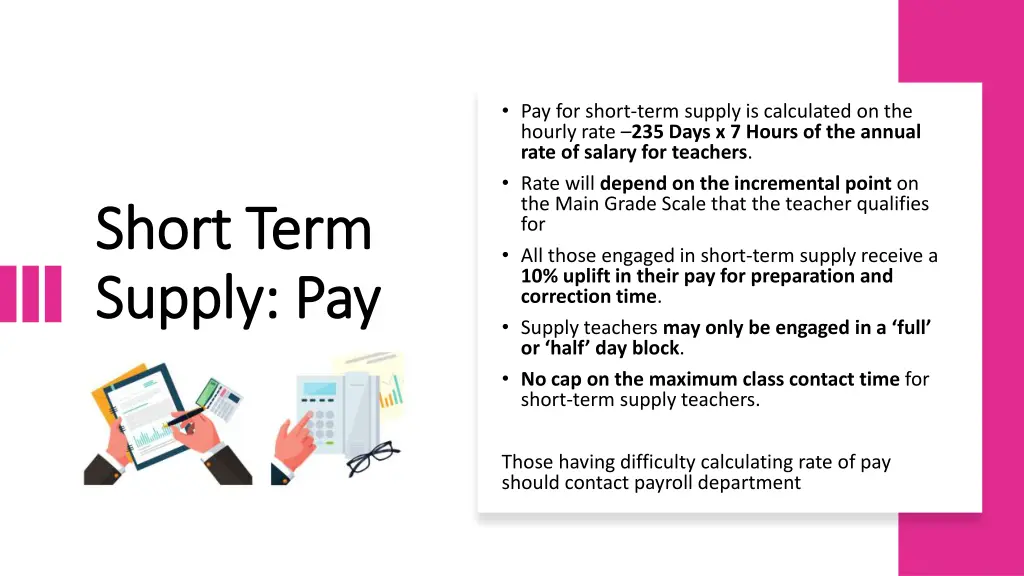 pay for short term supply is calculated