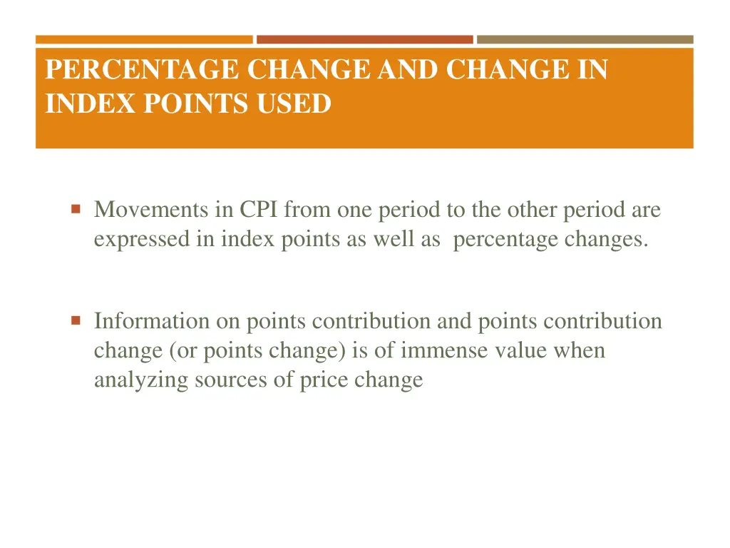 percentage change and change in index points used