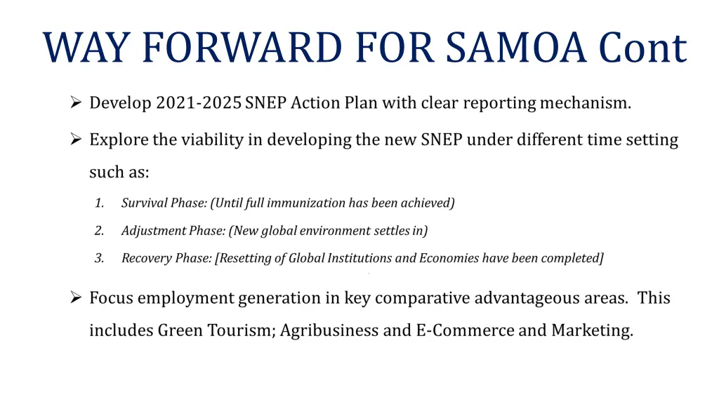 way forward for samoa cont