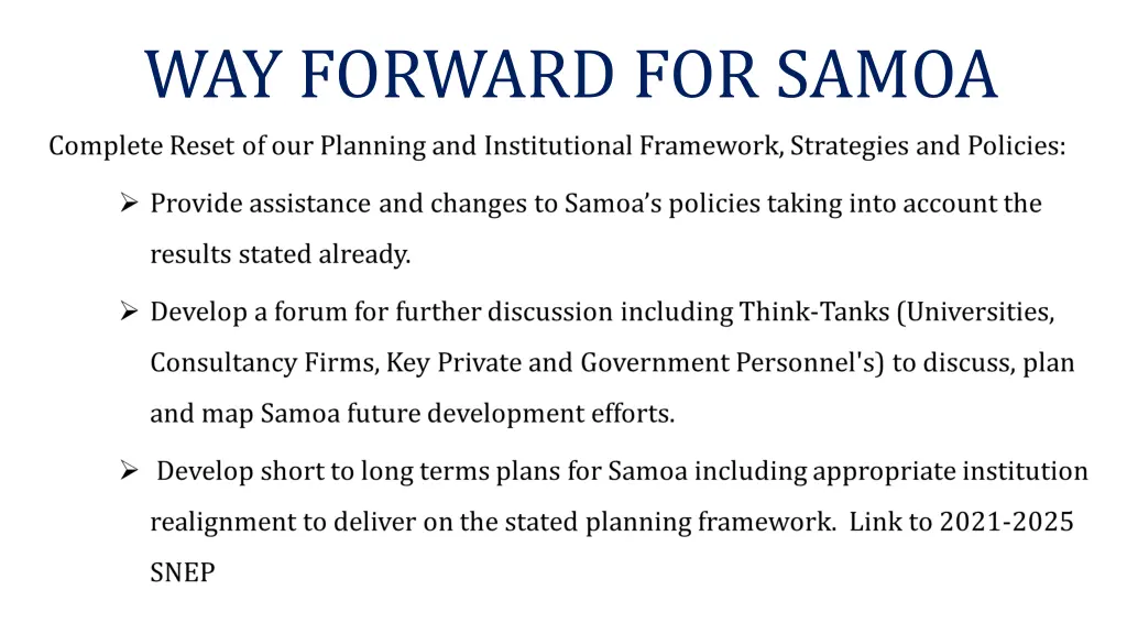 way forward for samoa