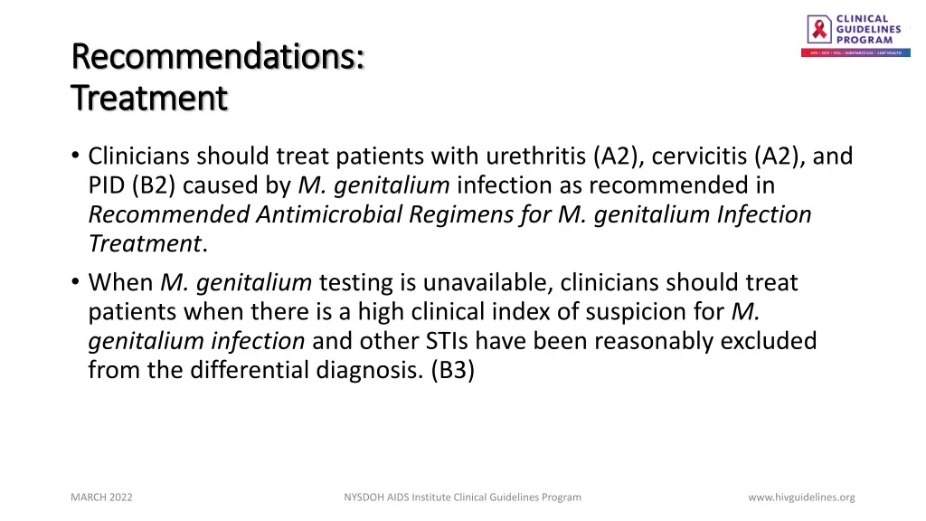 recommendations recommendations treatment