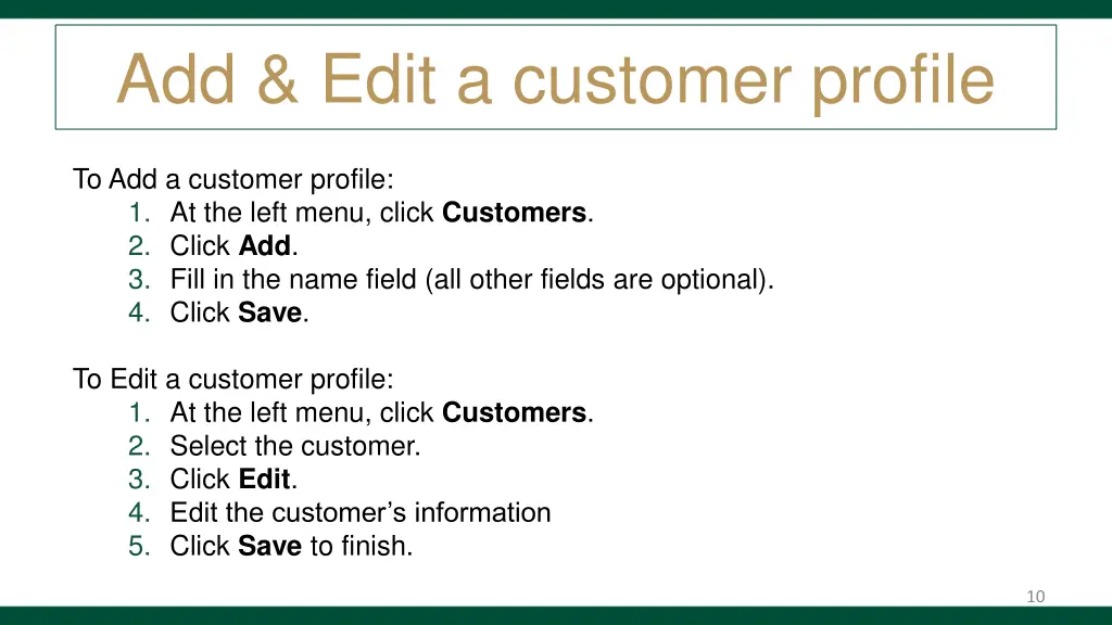 add edit a customer profile