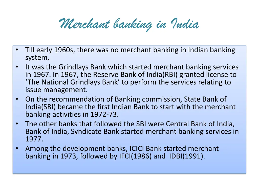 merchant banking in india