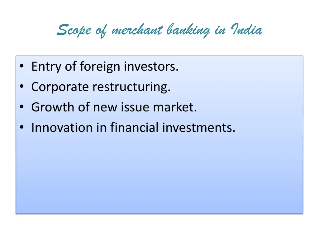 scope of merchant banking in india