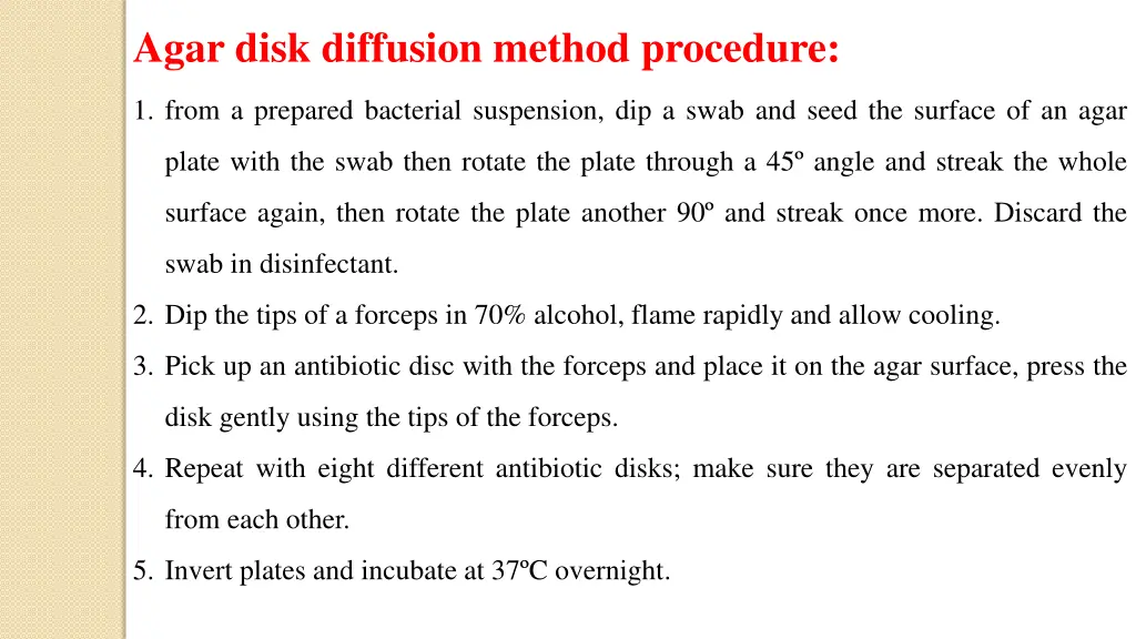 agar disk diffusion method procedure