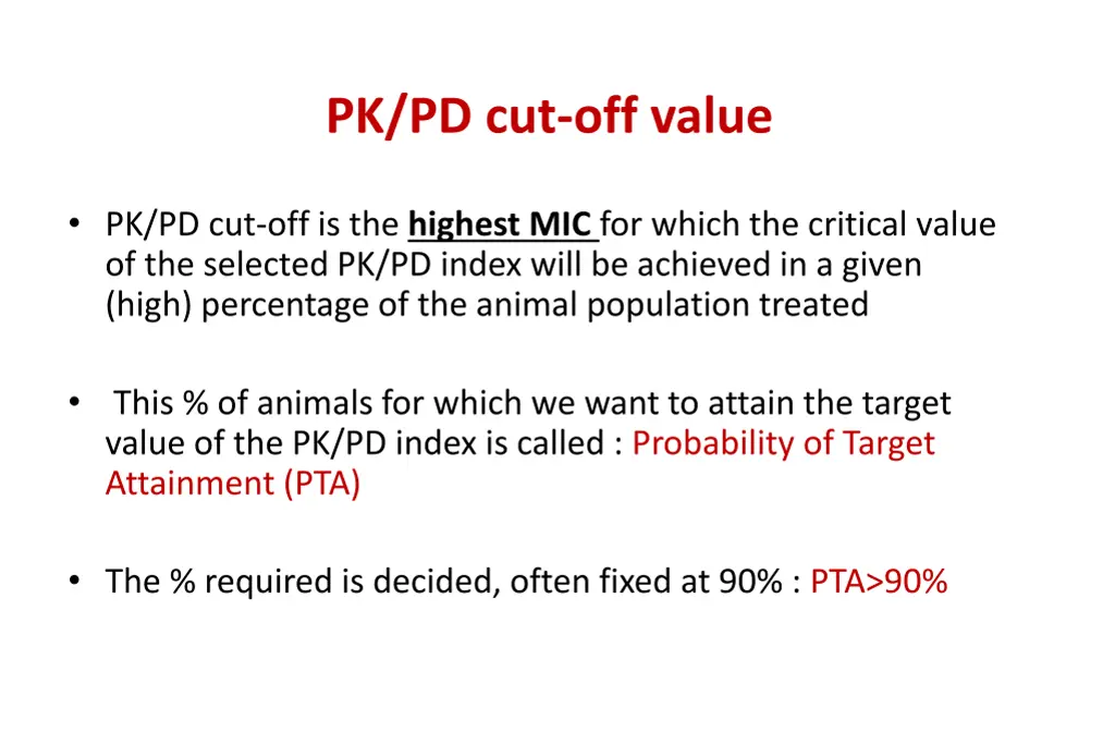 pk pd cut off value