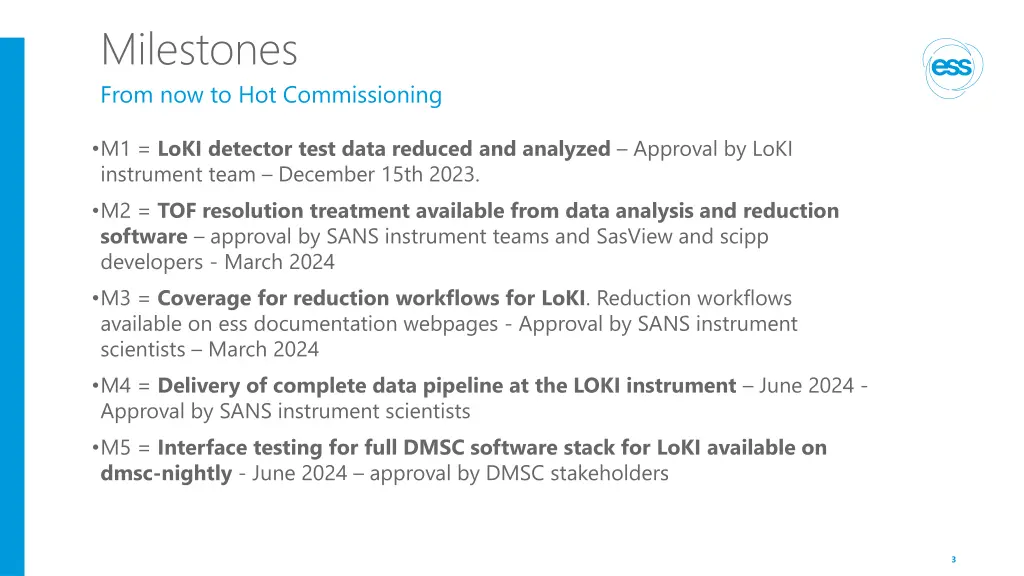 milestones from now to hot commissioning