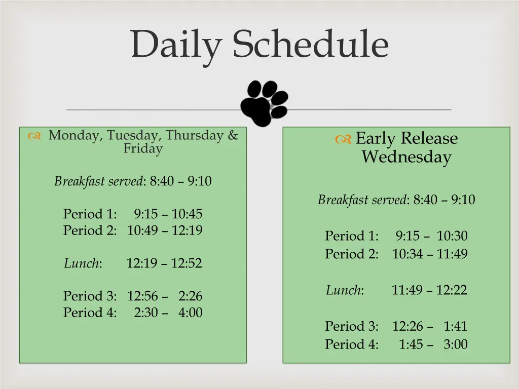 daily schedule